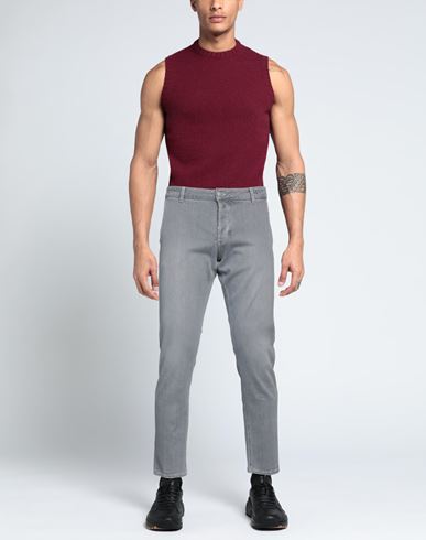 Man Jeans Grey Size 35 Cotton, Elastane