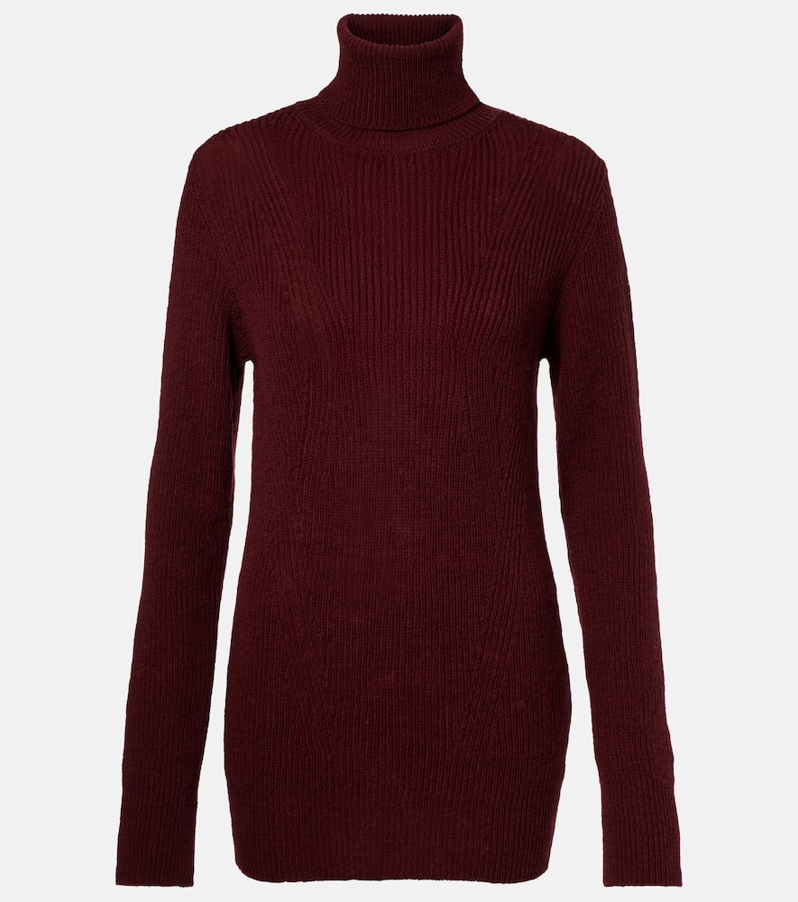 Ribbed-knit wool turtleneck sweater