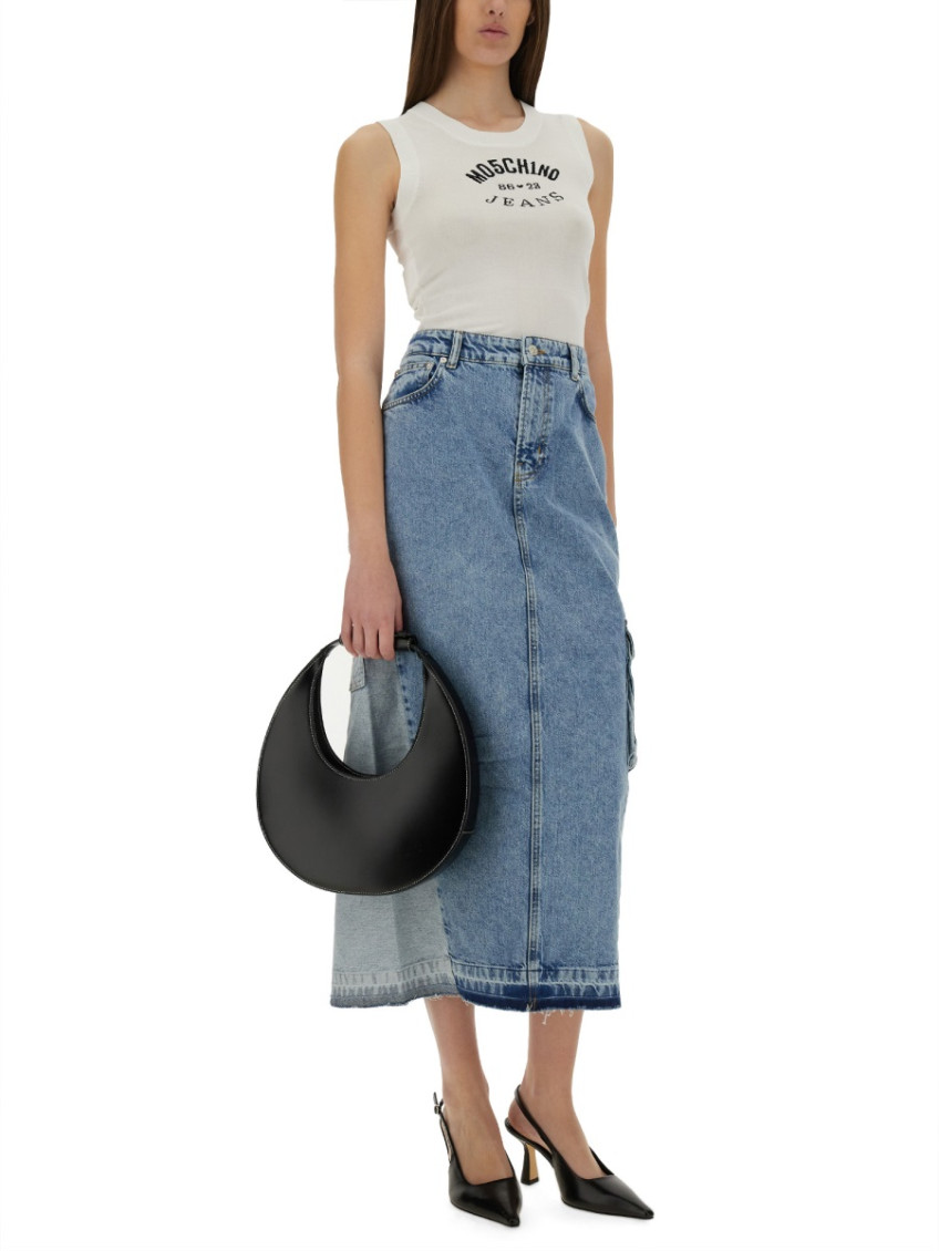 Moschino - long denim skirt with pockets and loop