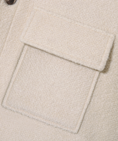 Wool Elbow Patch Two Pocket Button Jacket_Cream