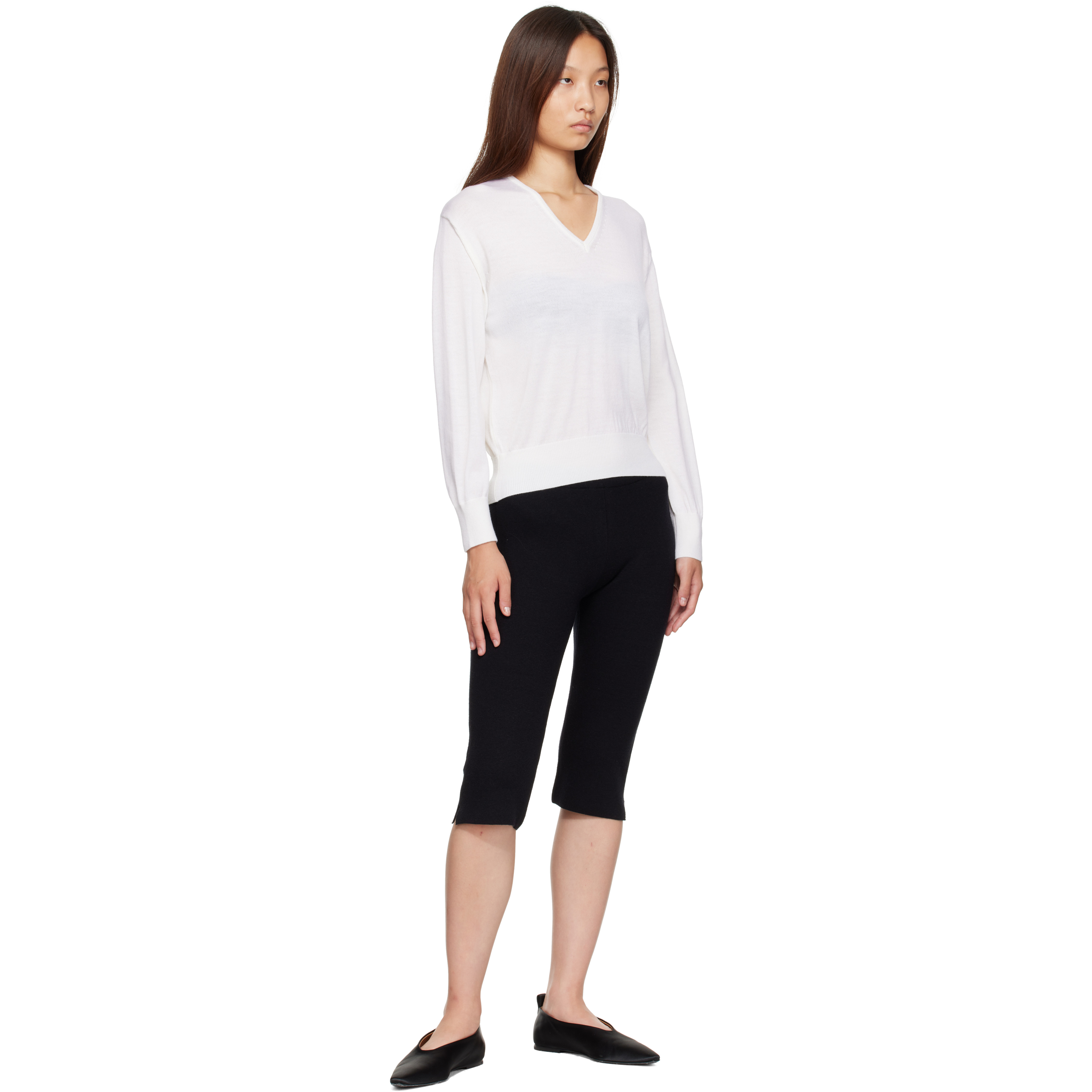 White Sane V-neck Sweater