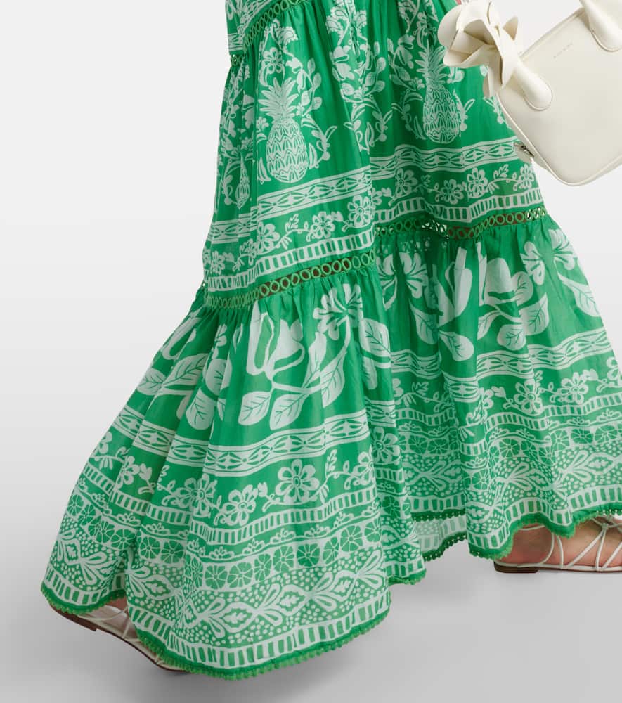 Farm Rio Sweet Garden Green cotton maxi dress
