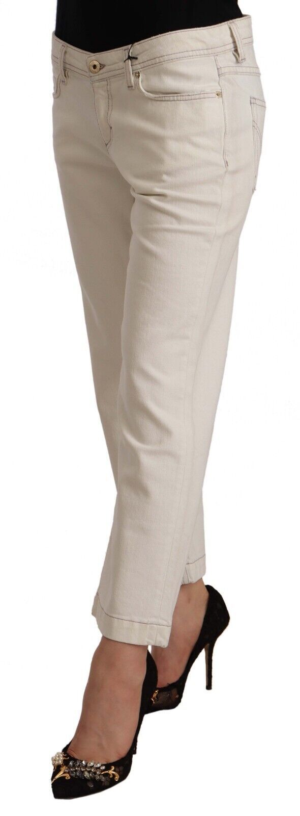Cotton-Blend Cropped Jeans — White
