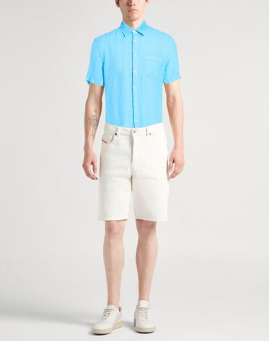 Man Shirt Light blue Size 3XL Linen
