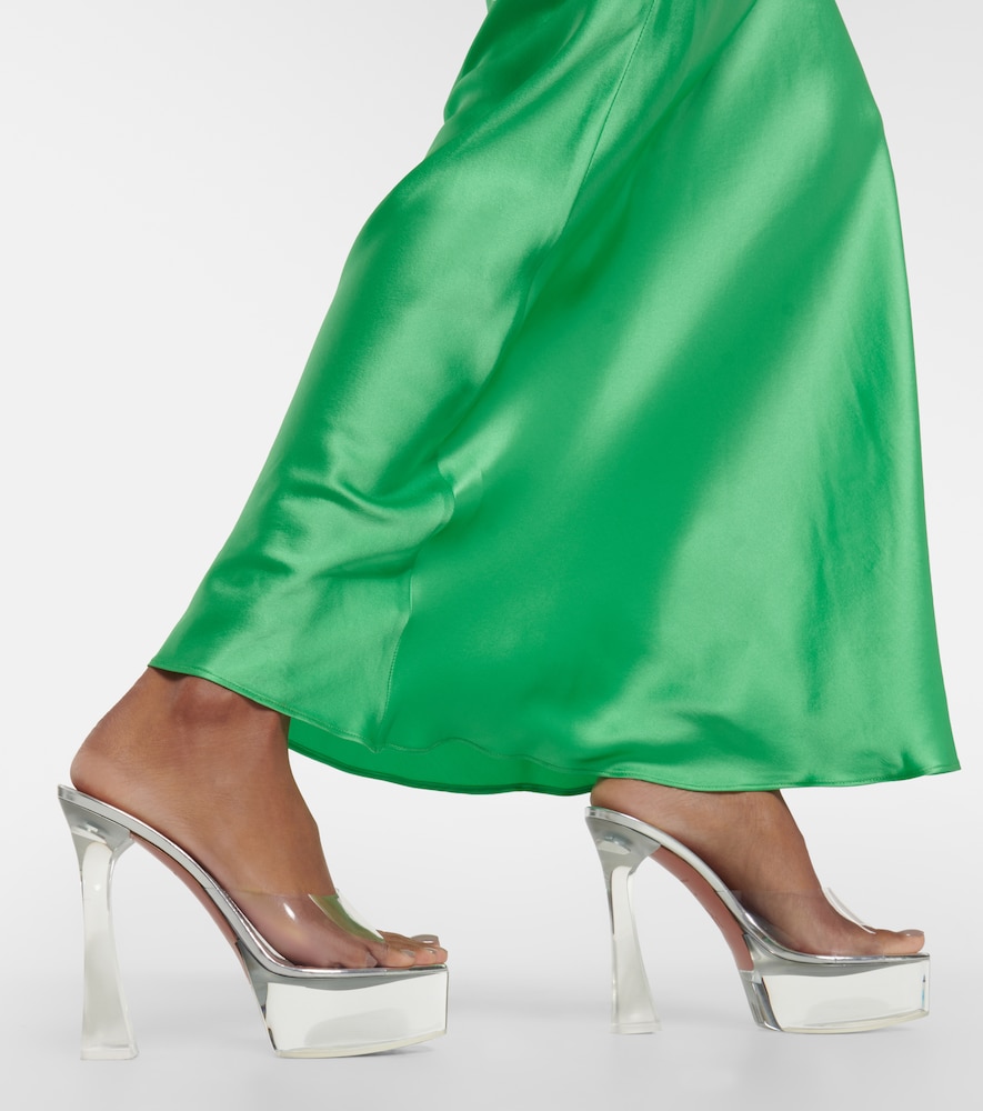 Amina Muaddi Dalida Glass PVC platform mules