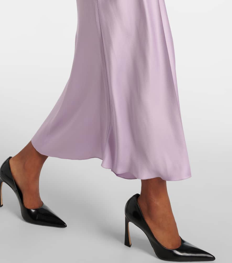 Gathered satin midi dress