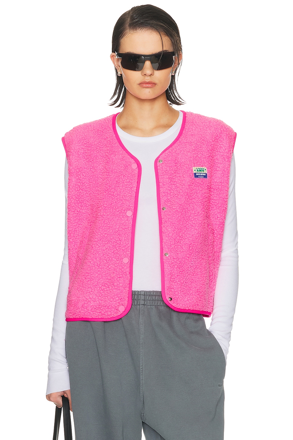 American Vintage Hoktown Vest in Pink Acid Chine - Pink. M/L also in