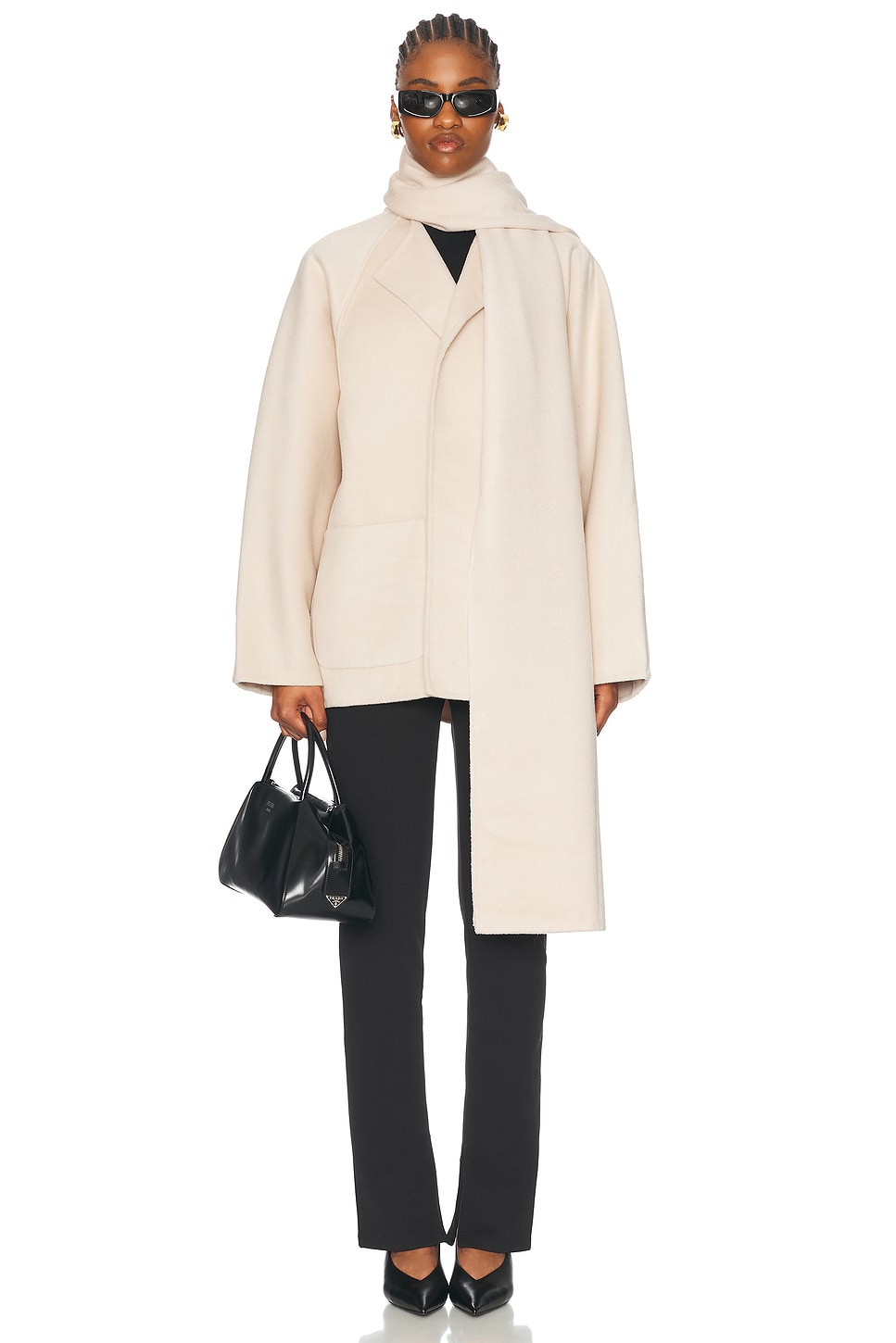 EAVES Osher Wool Coat in Ivory - Ivory. L also in S