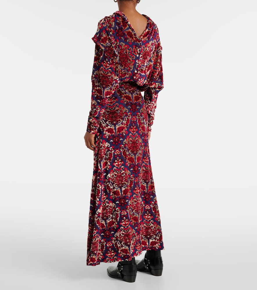 Draped jacquard maxi dress