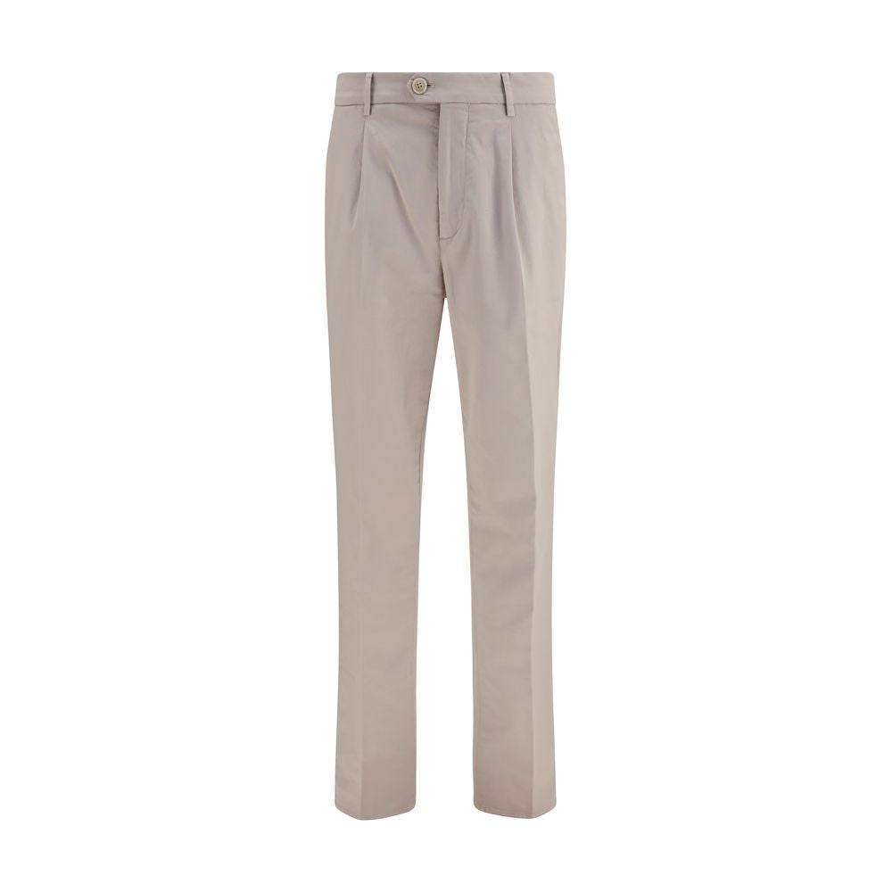 Cotton-Blend Chino Pants — Beige