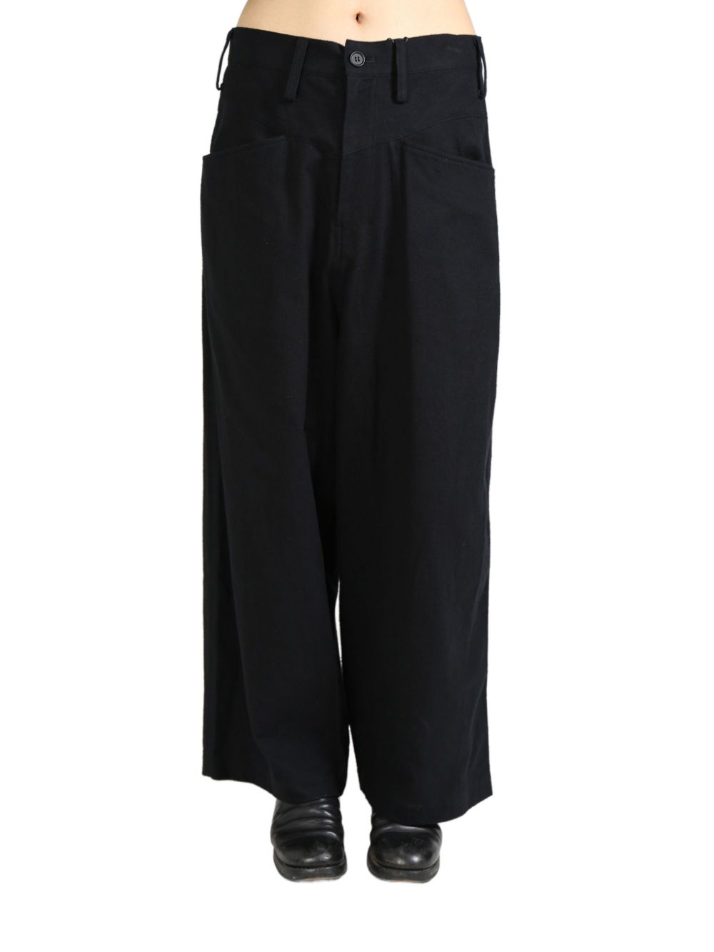 Cotton straight-leg trousers - Black