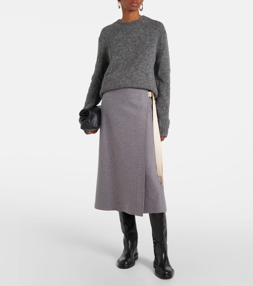 Wool-blend midi skirt