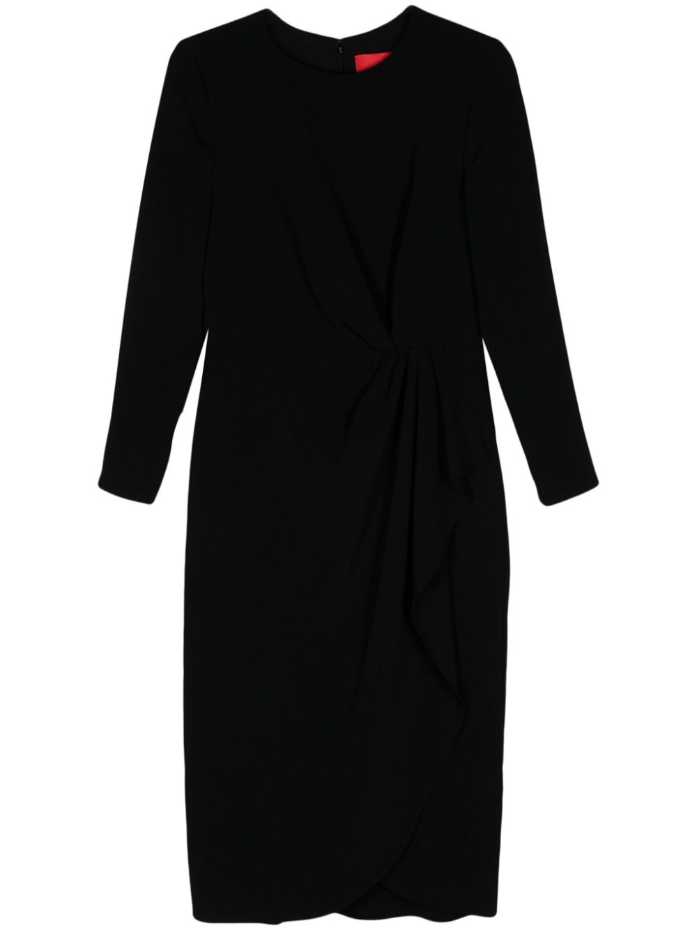 Pleat-detail midi dress - Black