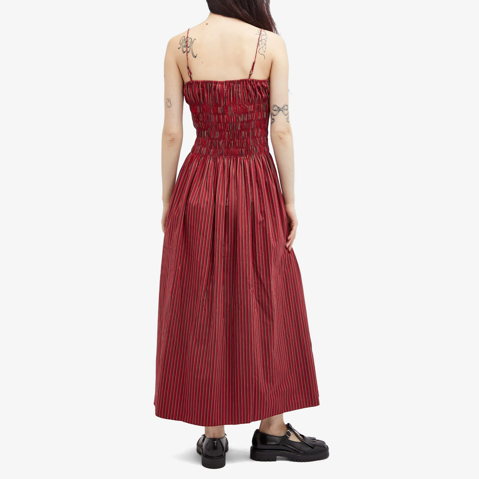 Women's Aya String Midi Dress in Wine Stripe