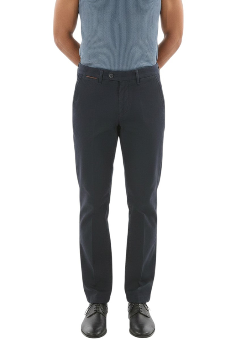 Blue Solid Chino Trousers