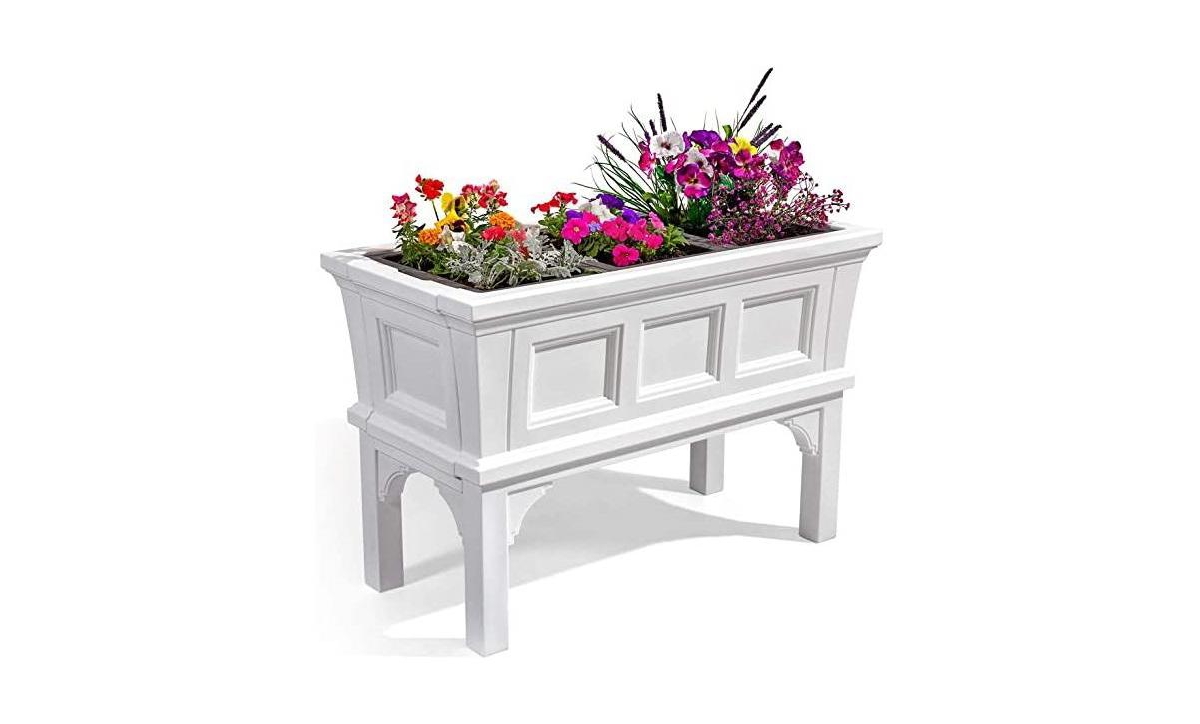 Rectangular Raised Garden Bed Planter Box with Removable Trays for Convenient Gardening - White