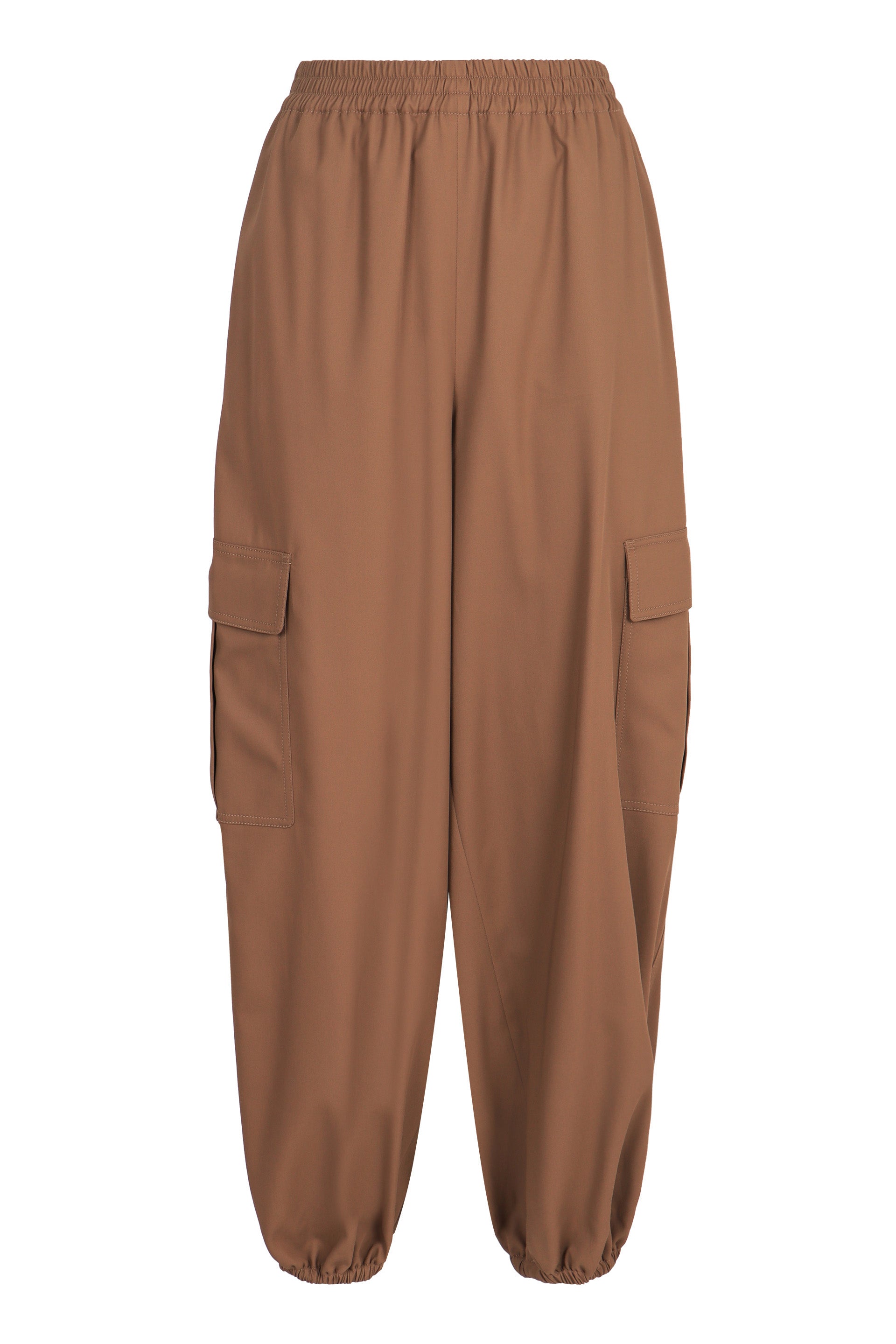 Cotton Baggy Trousers with Elastic Waistband