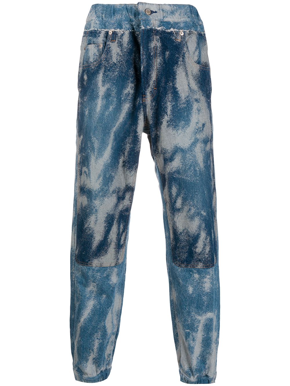 Acid wash denim track pants - Blue