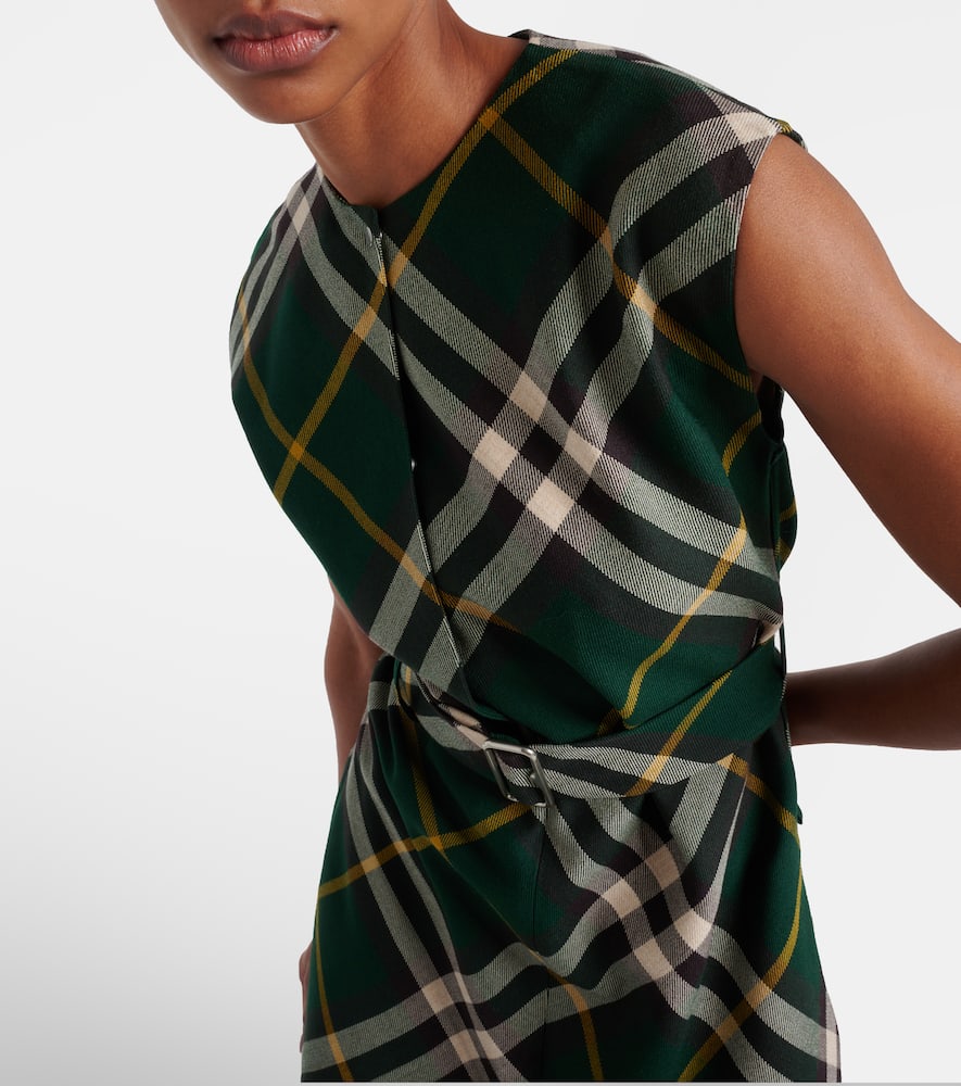 Check wool midi dress