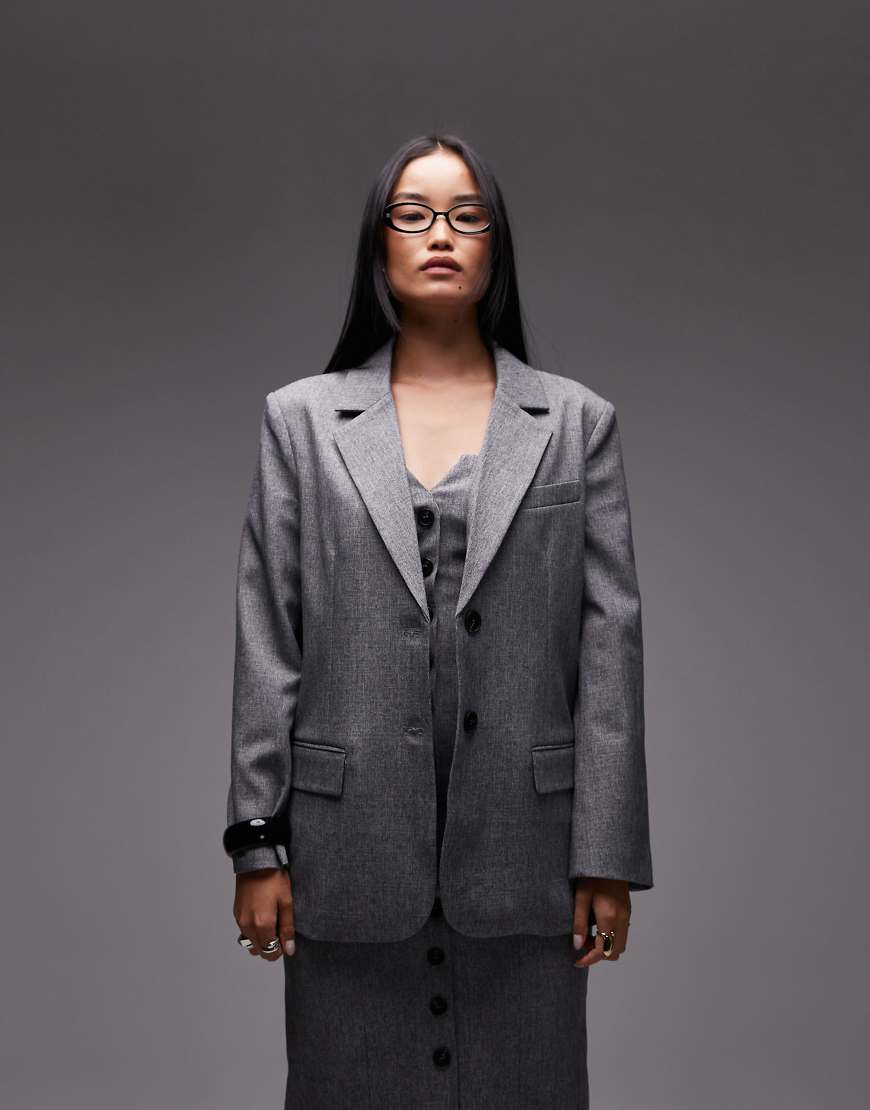 Oversized pocket detail mansy blazer co-ord in grey