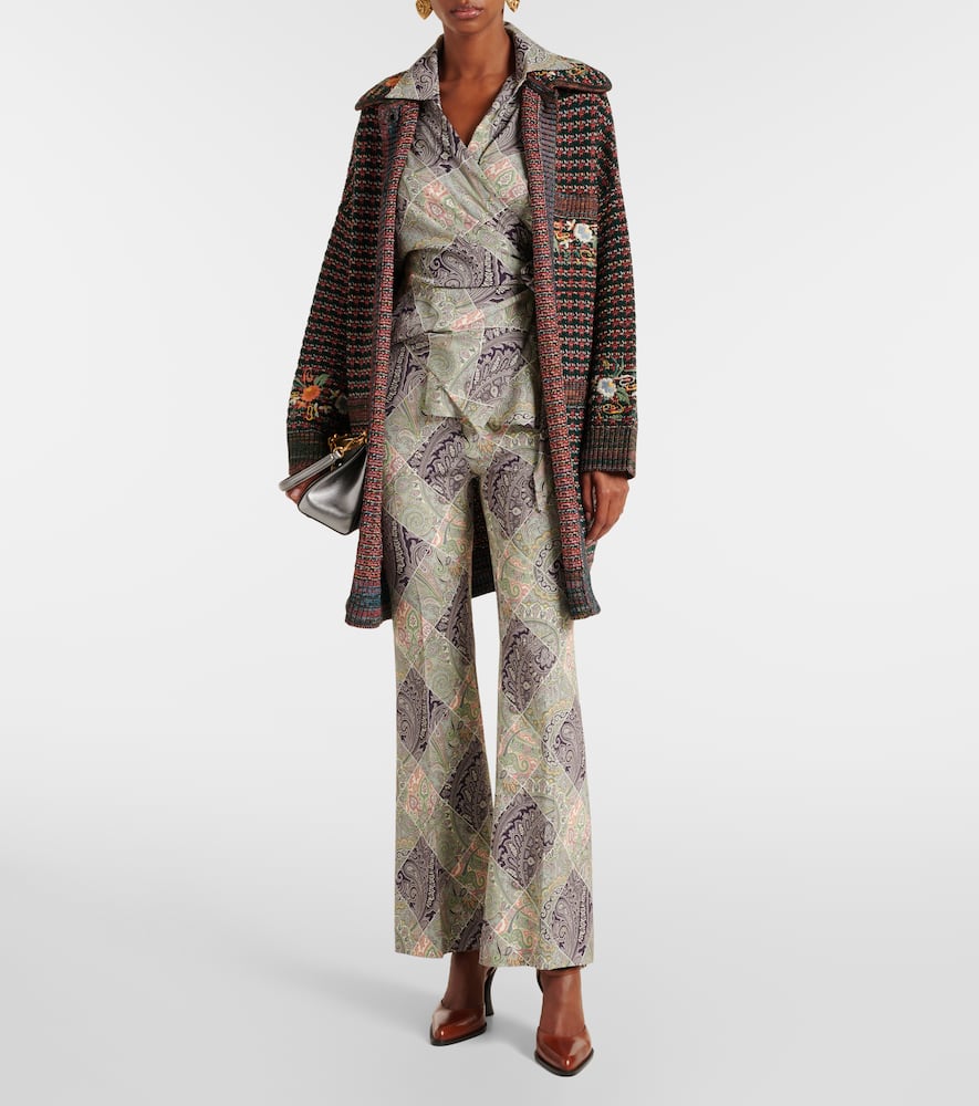 Paisley high-rise flared pants