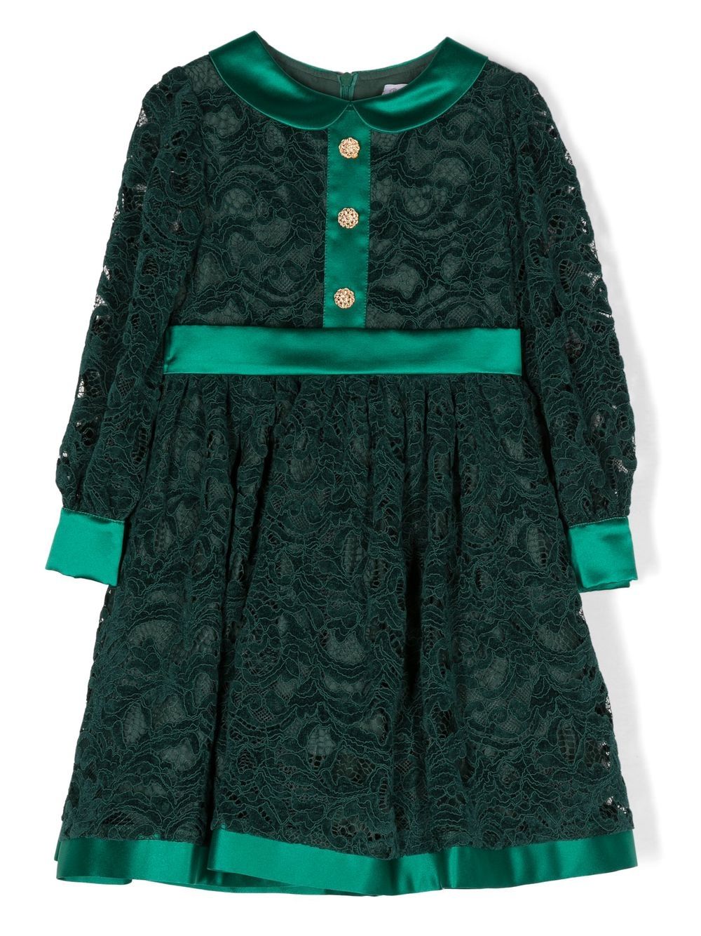 Lace long-sleeve midi dress - Green