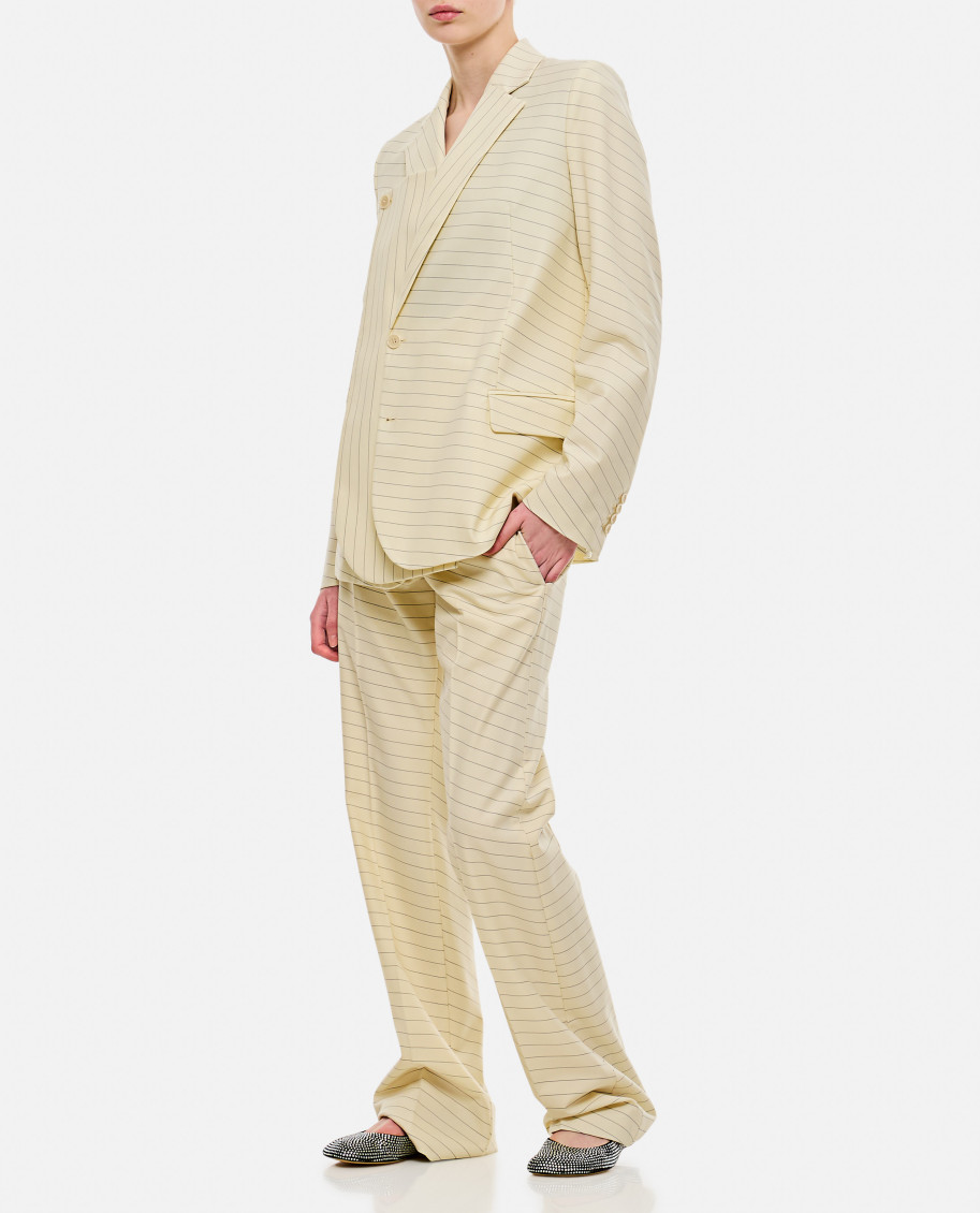 Diagonal-stripe straight-leg trousers - Neutrals
