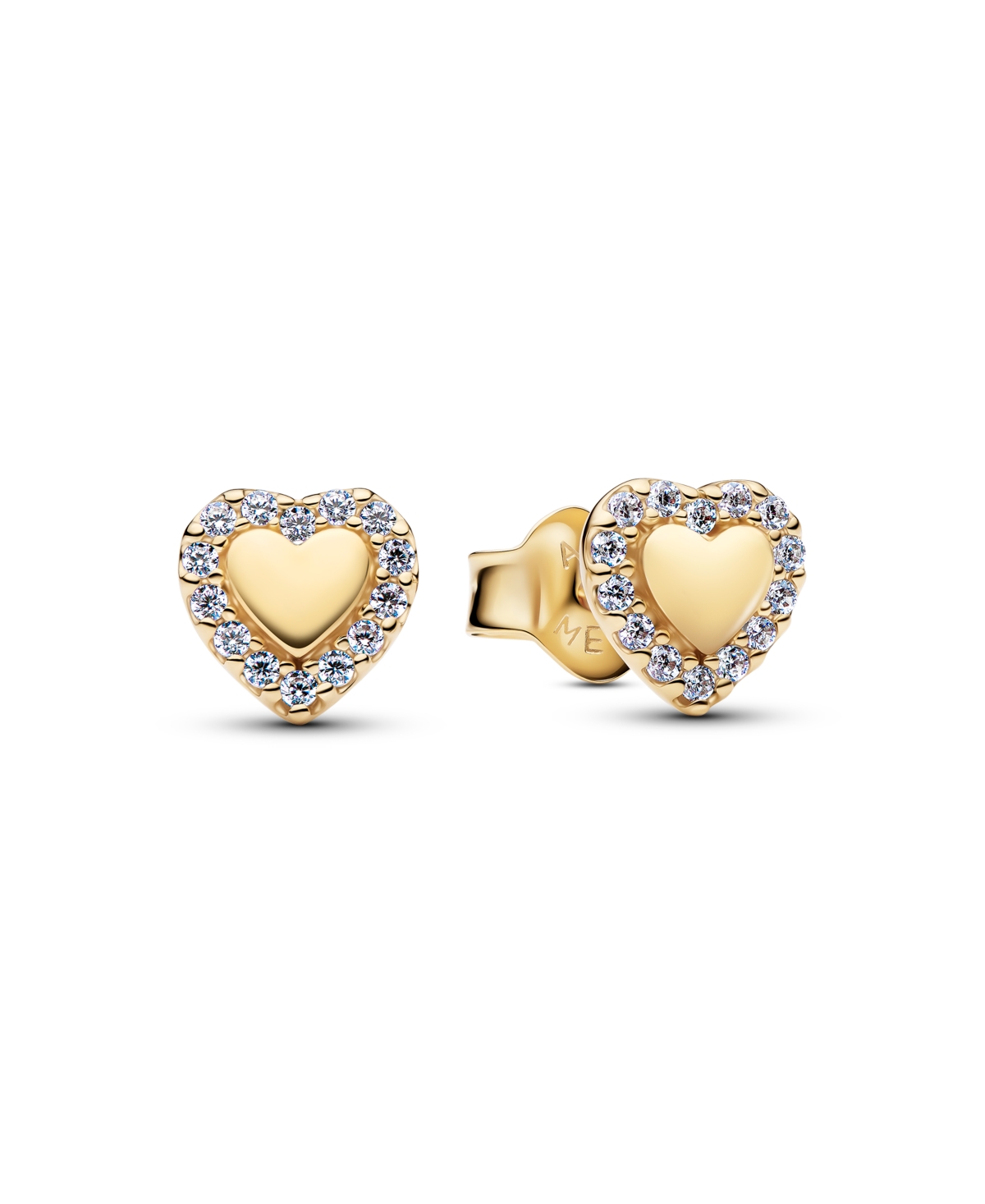 Heart Halo Stud Earrings - Gold