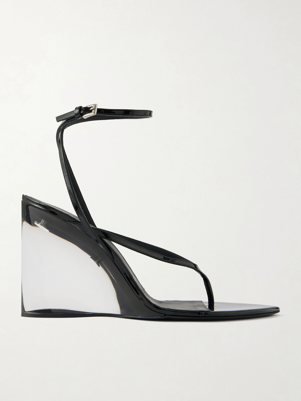 Tong 90 Patent-leather Wedge Sandals - Black