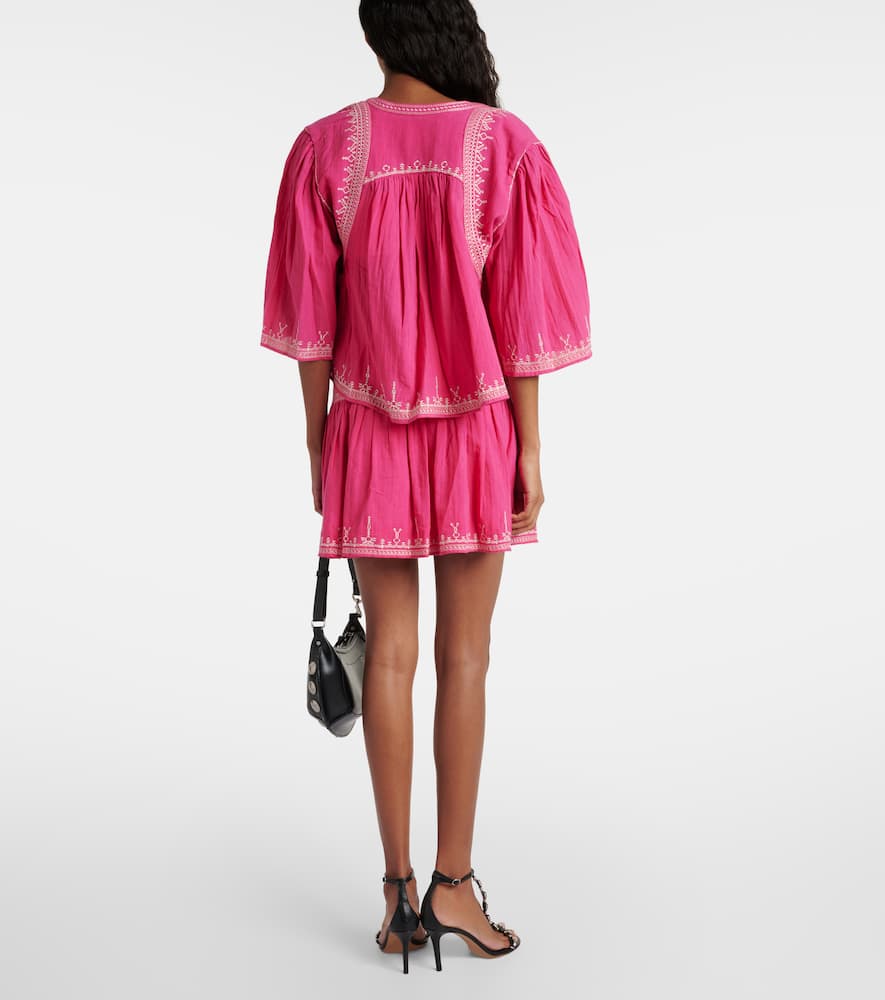 Marant Etoile Perkins embroidered cotton crop top