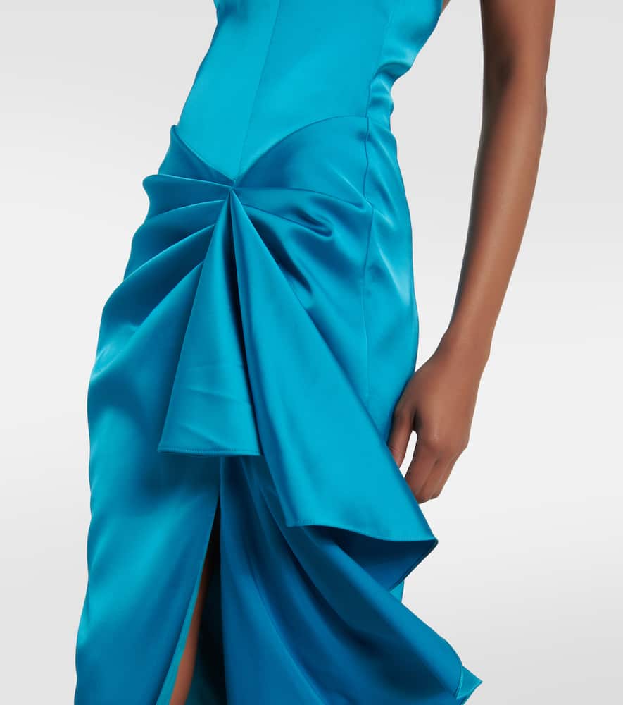 Rasario Halterneck draped satin gown
