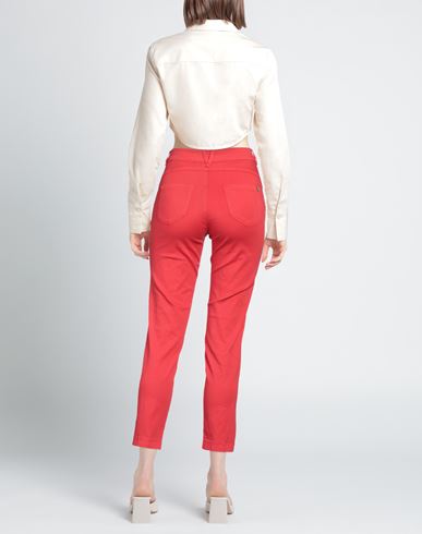 Woman Pants Red Size 26 Cotton, Elastane