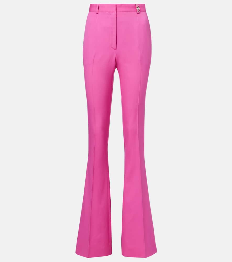 Embellished high-rise wool flared pants