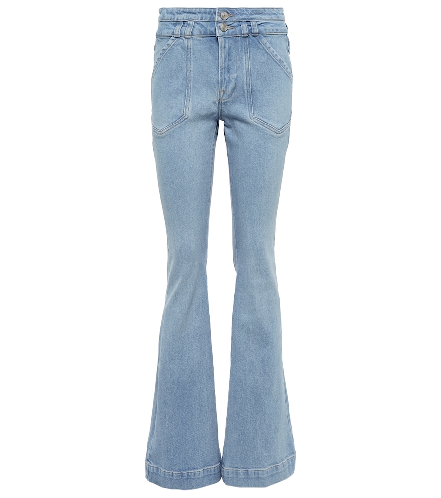 Double Button Flare high-rise jeans