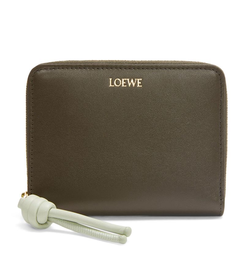 Leather Knot Zip-Around Wallet
