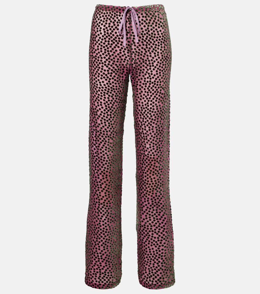 Polka-dot straight pants