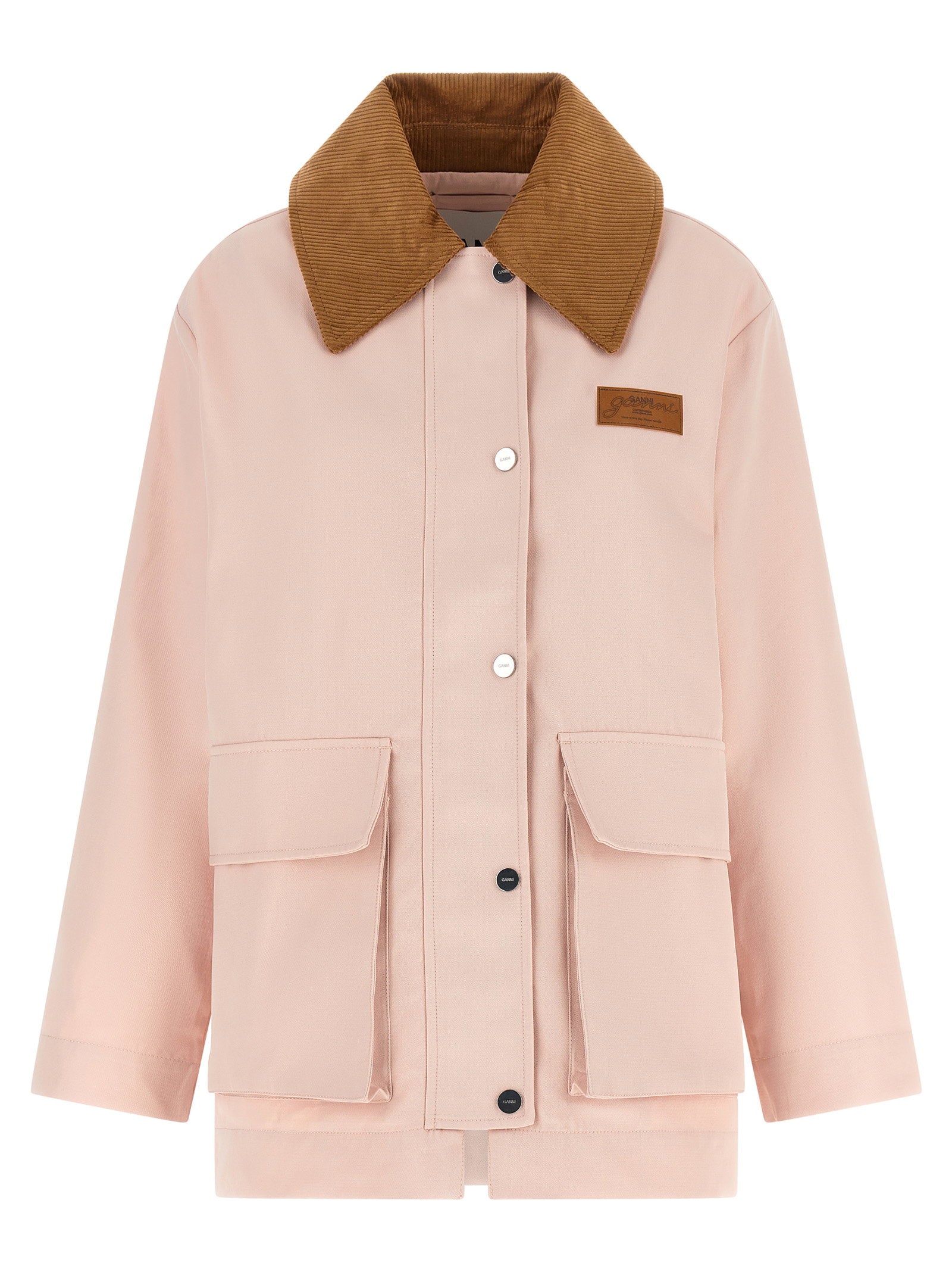 Corduroy Collar Twill Jacket — Pink