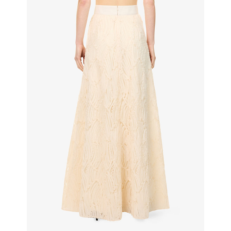 Womens Textured Tulle A-Line Woven Maxi Skirt