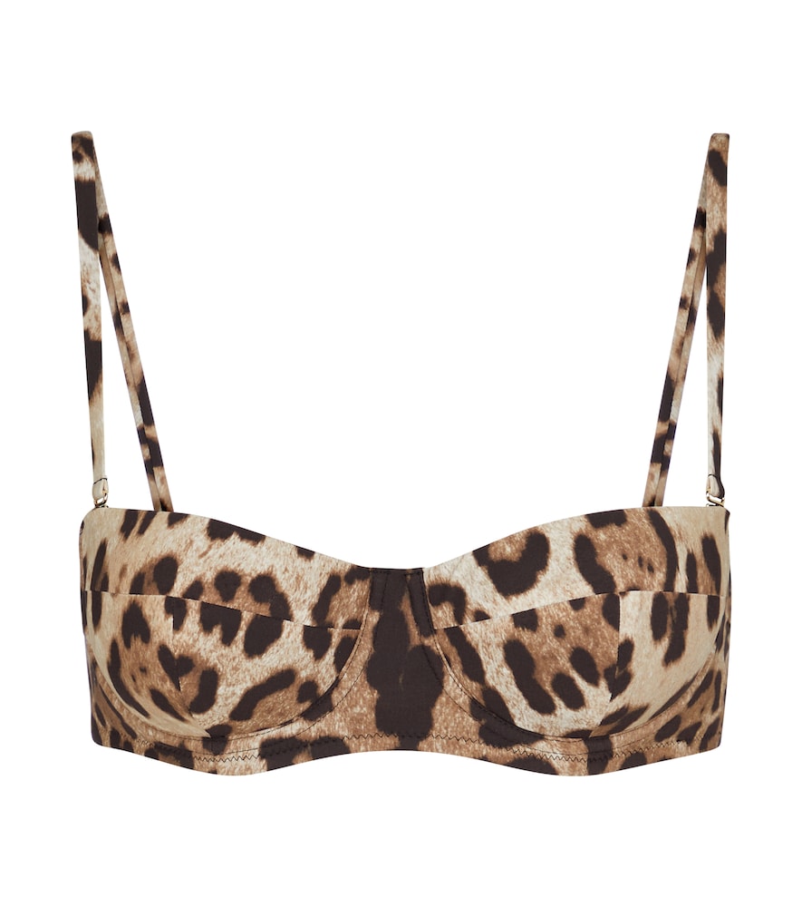 Leopard-print bikini top