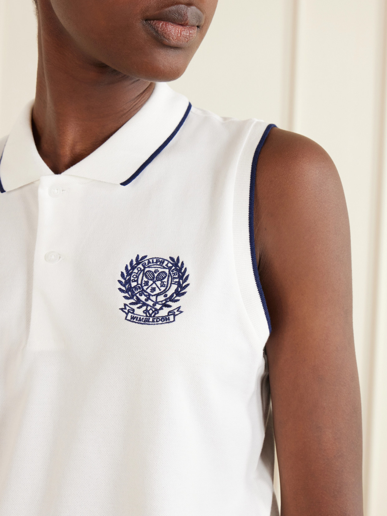 + Wimbledon Logo-embroidered Cotton-blend Jersey Polo Vest - White