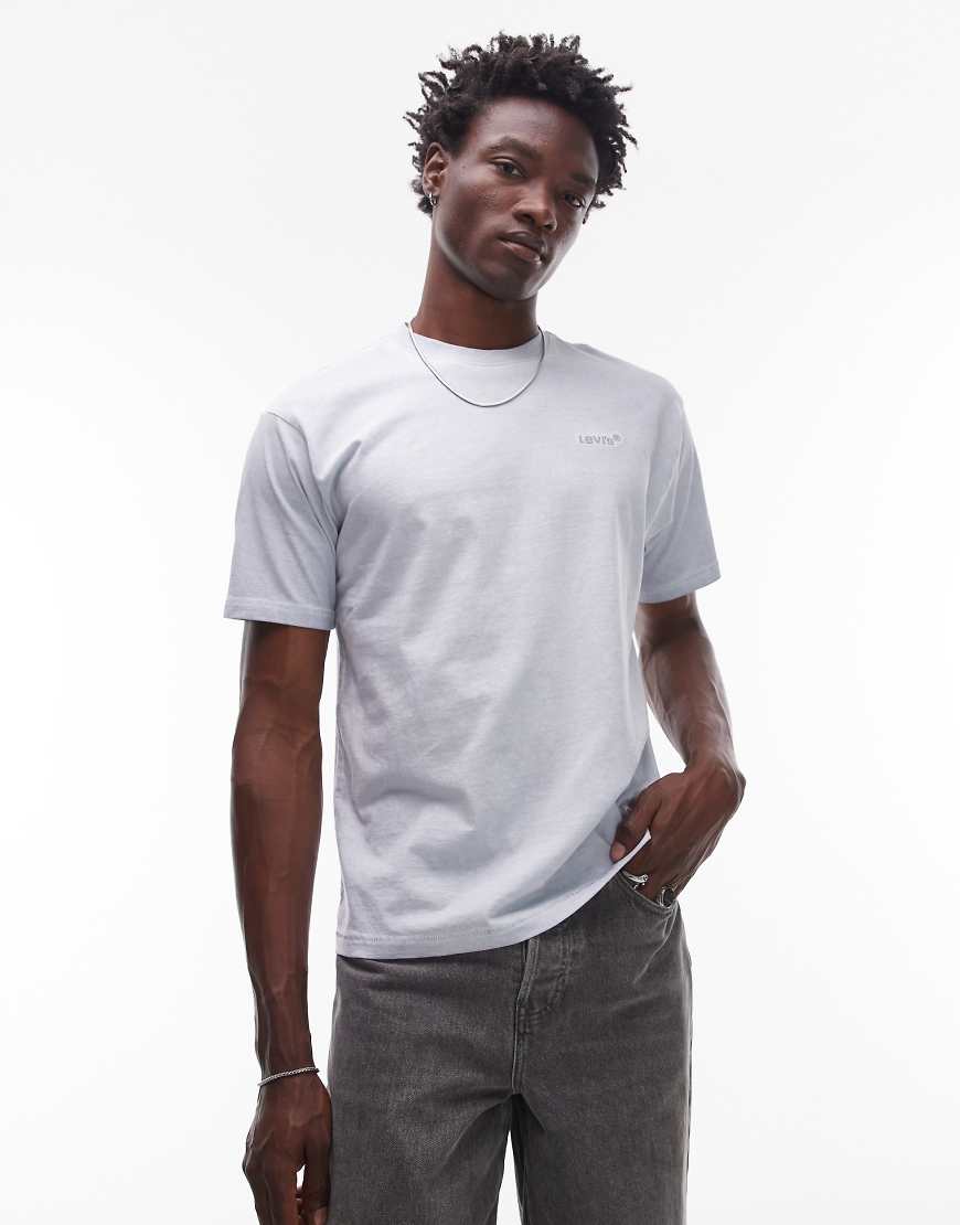 Tonal logo vintage oversized garment wash t-shirt in light blue