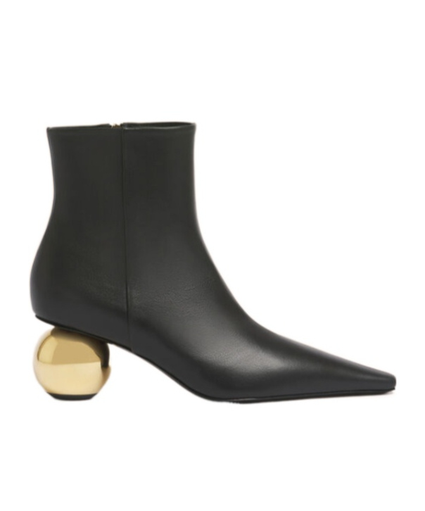 Black leather ankle boot