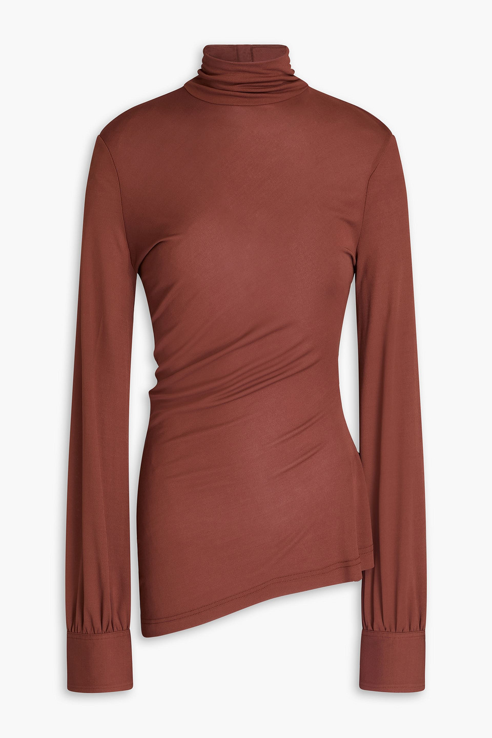 Proenza Schouler - Sonia asymmetric jersey turtleneck top - Brown - US 2
