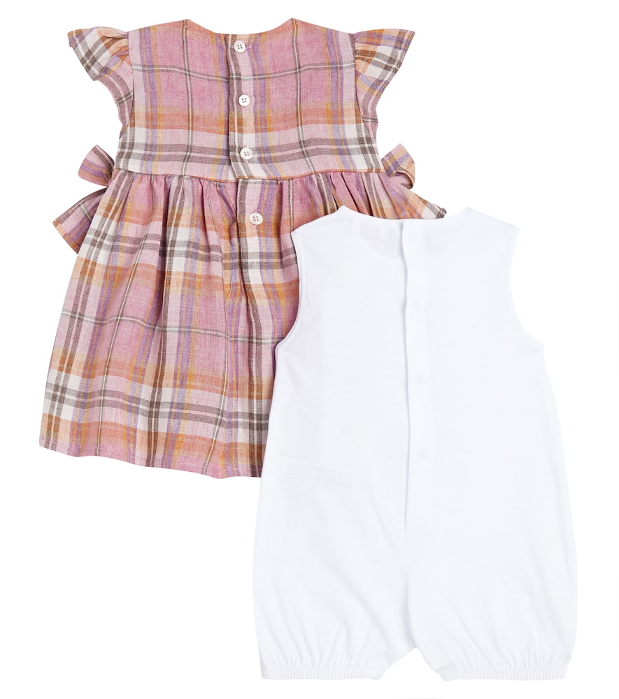 Il Gufo Baby checked linen playsuit and dress set