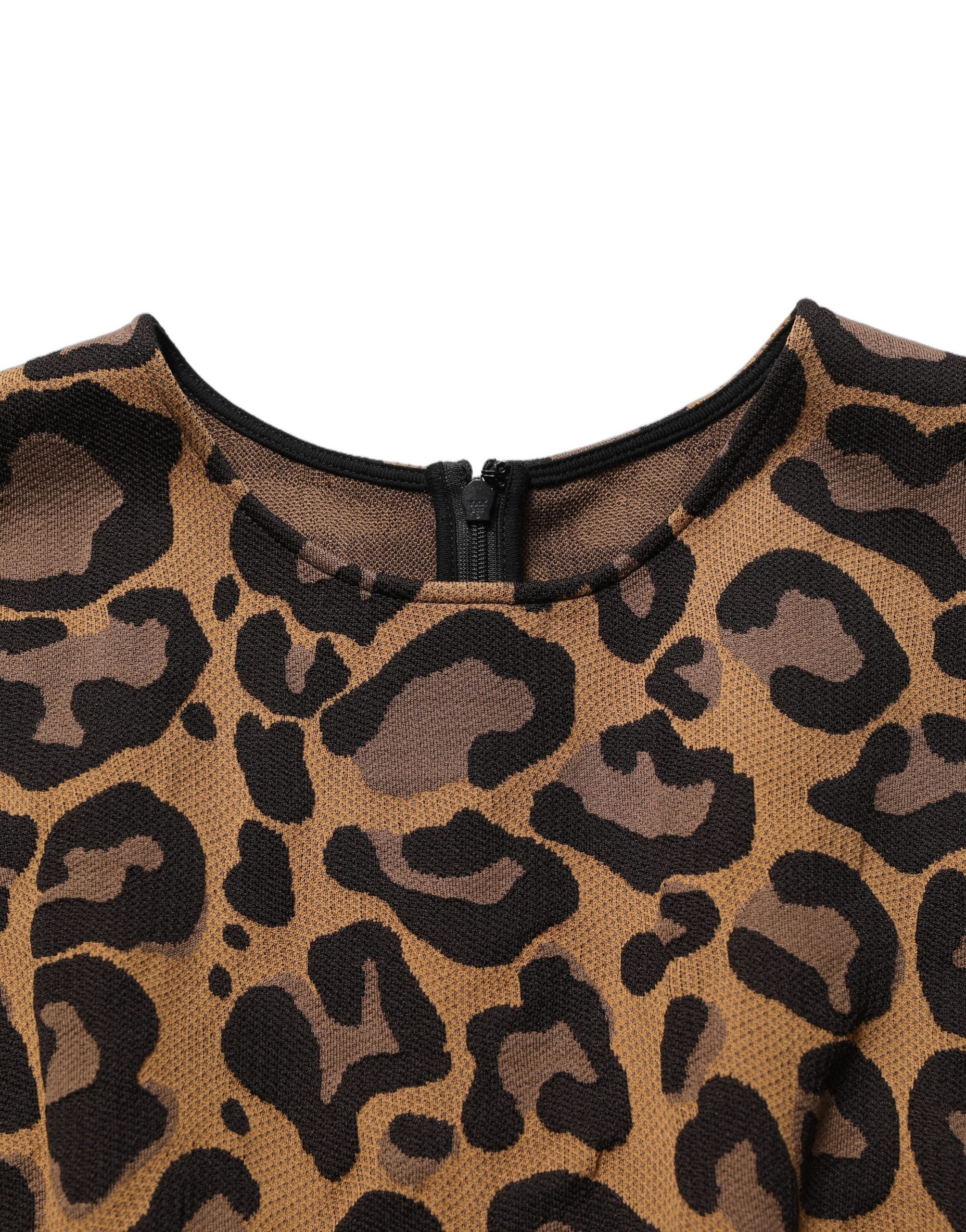 Leopard Jacquard Dress — Brown