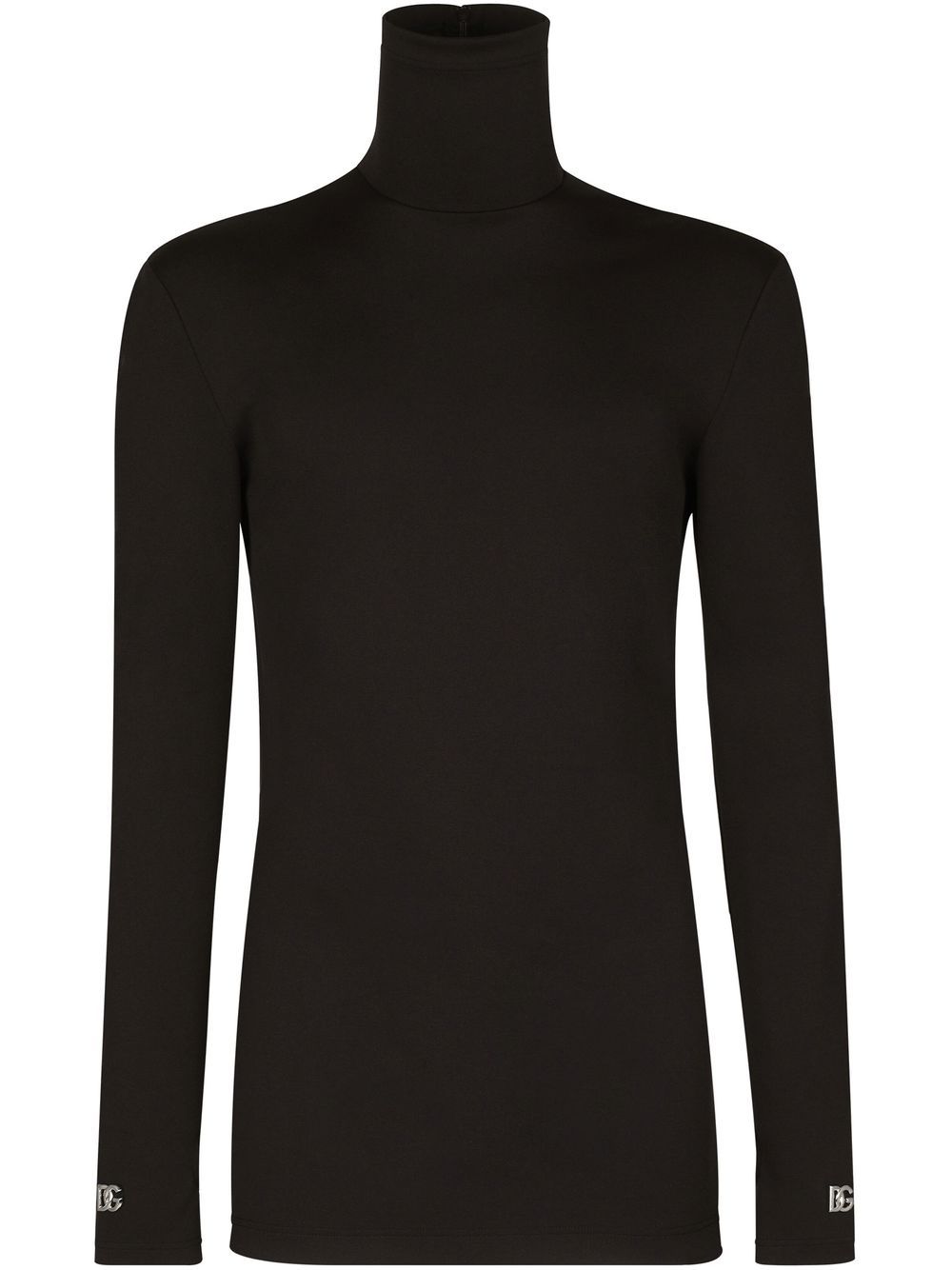 Roll-neck stretch-knit top - Black
