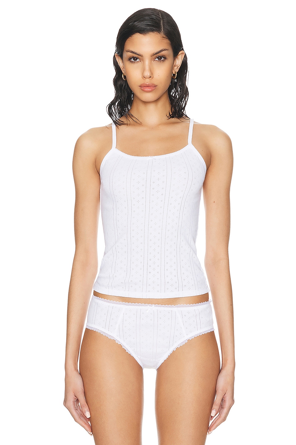 Cou Cou Intimates The Regular Picot Tank Top in White. XS also in L, M