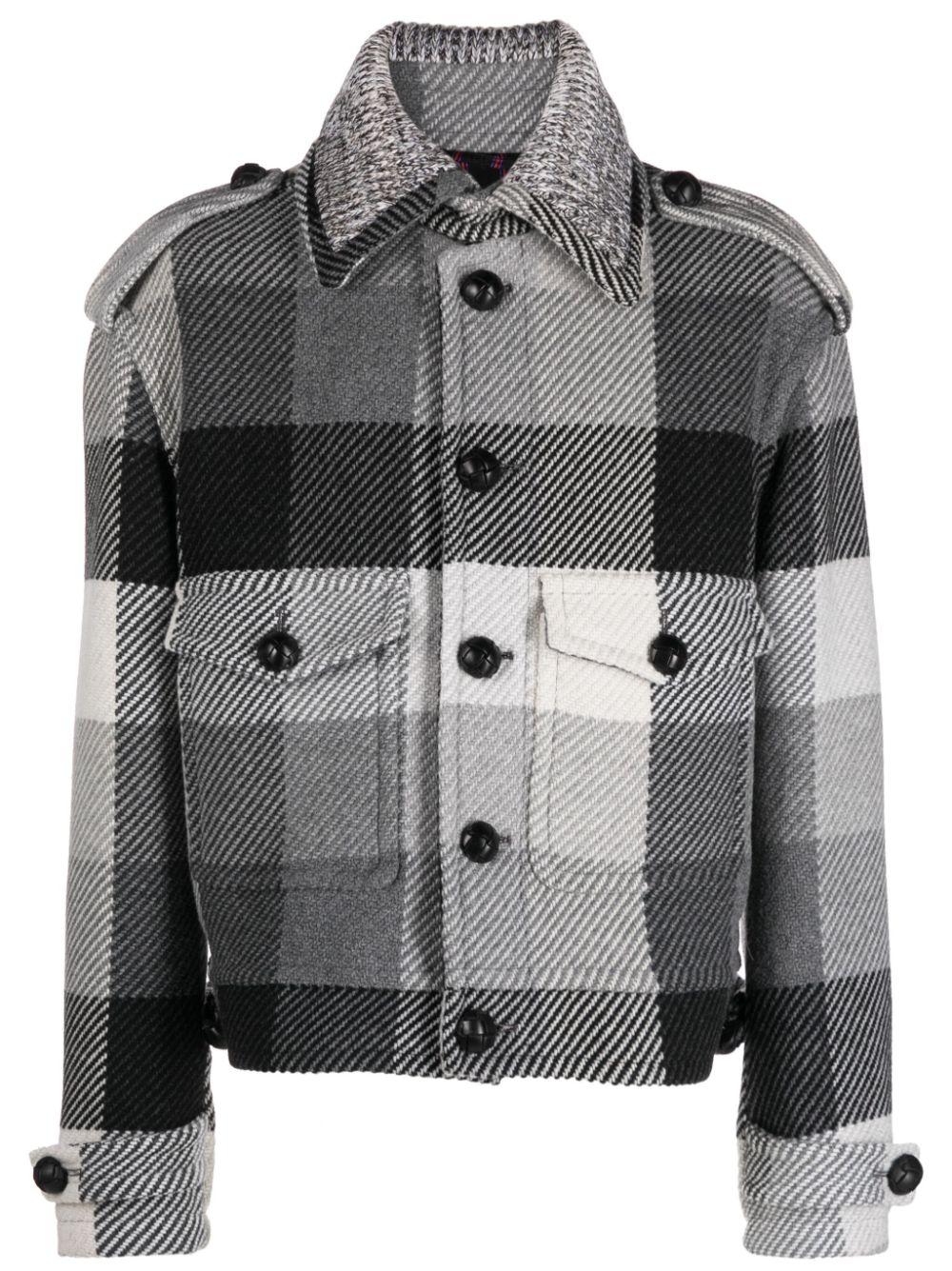 Check-pattern wool-blend jacket - Grey