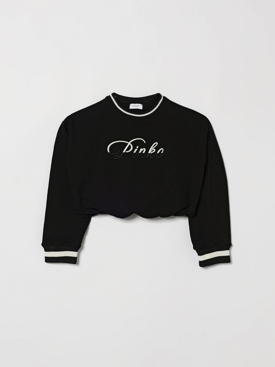 Girl's Cropped Jersey Jumper with Contrast Logo Print