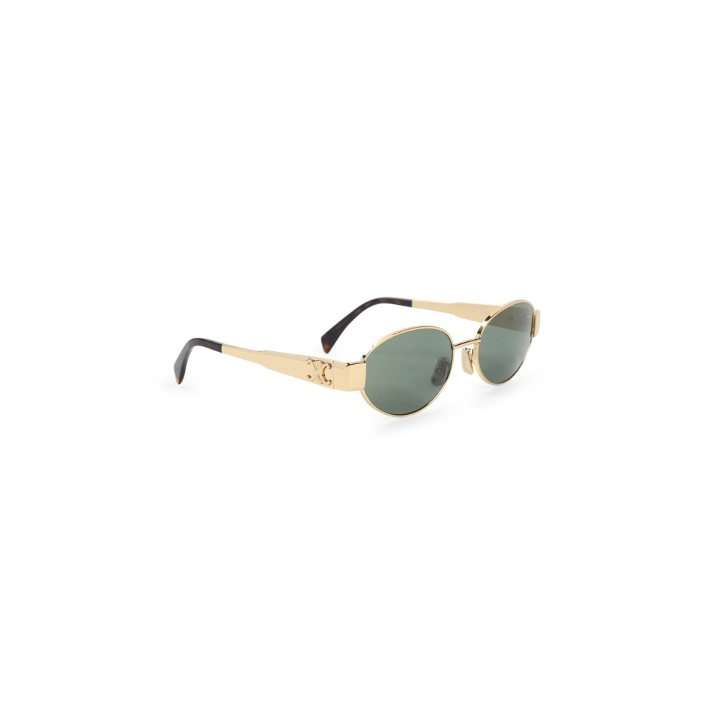 Golden Green Oval Sunglasses